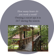 Debi works many hours during holiday seaons because her spa is a resort spa